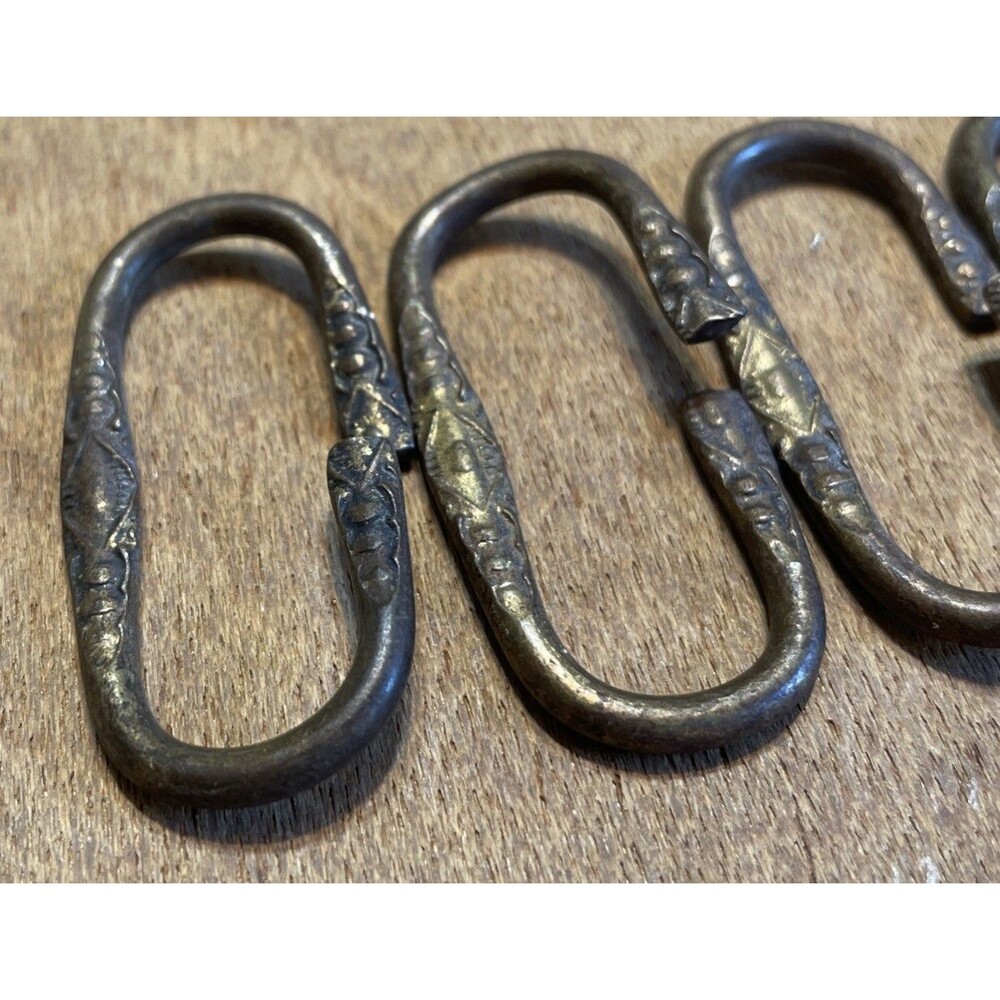 Antique Brass Chain Links Chandelier Hanging Lamp Crafts Arts Ornate Patina 4 Pc